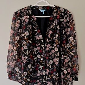 Draper James Swiss Dot Floral Top